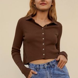 John Galt Carolyne Top Pacsun Brown cropped shirt